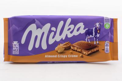 Молочный шоколад Milka Almond Crispy Creme 90 гр