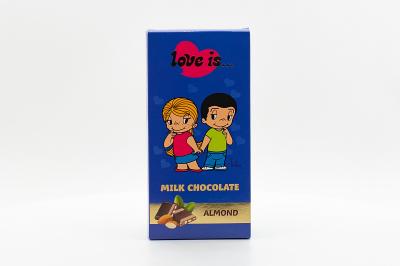 Шоколад Love is молочный с дробленым миндалем 85 гр